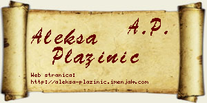 Aleksa Plazinić vizit kartica